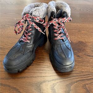 UGG Black Boots with Red Plaid Laces